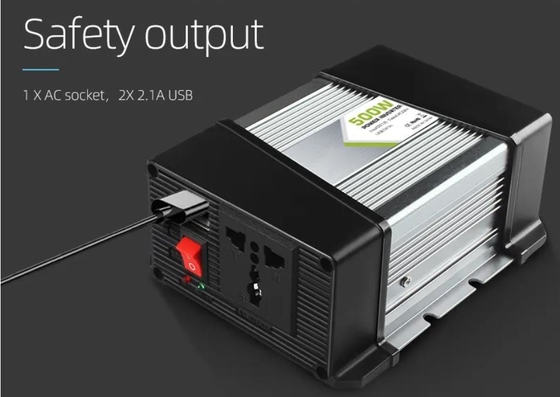 যানবাহন মাউন্টেড সোলার পাওয়ার ইনভার্টার 500W 12v থেকে 220v হোম 5v 2.1a ডুয়াল ইউএসবি সহ