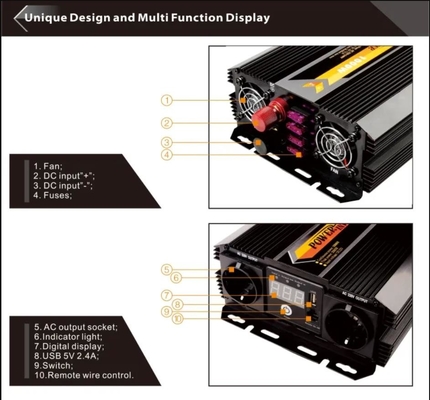 ডুয়াল এসি আউটলেট সহ 1000W 12v থেকে 220v পাওয়ার ইনভার্টার 12V থেকে 110V কার পাওয়ার ইনভার্টার