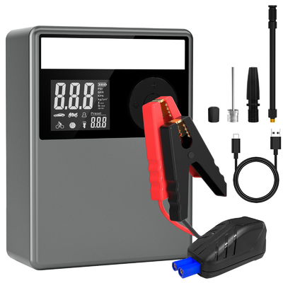 এয়ার কম্প্রেসার 12V 2000A 12000mAH কার ব্যাটারি বুস্টার পোর্টেবল কার ব্যাটারি চার্জার সহ জাম্প স্টার্টার পাওয়ার প্যাক