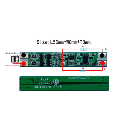 ছোট BMS সক্রিয় ব্যালেন্স, পজিটিভ 7.4V 3A Lipo ব্যাটারি BMS
