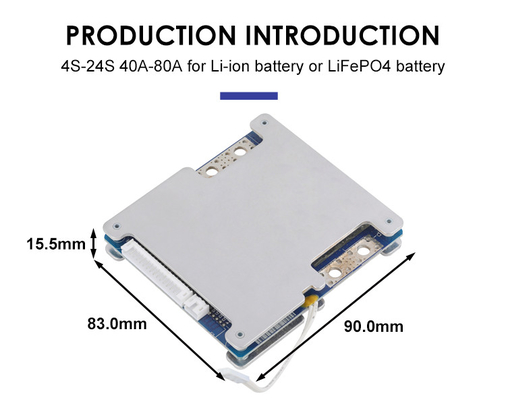 LiFepo4 BMS PCM ব্যাটারি প্রোটেকশন বোর্ড স্মার্ট 19s 60V 40A ব্যালেন্স সহ