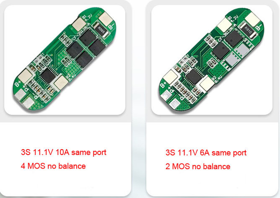 3S 6A 10A Li Ion 18650 BMS Pcm ব্যাটারি প্রোটেকশন বোর্ড 11.1V 12V 12.6V